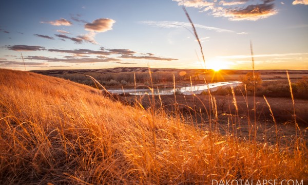 Sunset on the White River in South Dakota.