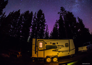 Flagstaff Micro Lite Camper while shooting timelapse in Wyoming